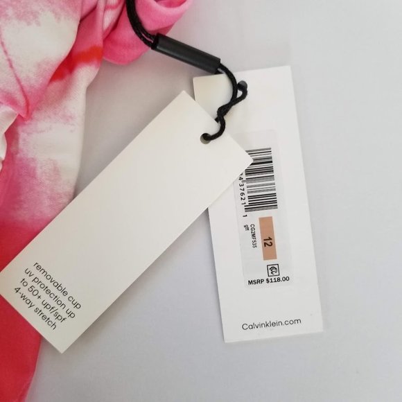 Calvin Klein Strappy Tie Dye One Piece Swimsuit Size 12 - Picture 9 of 12